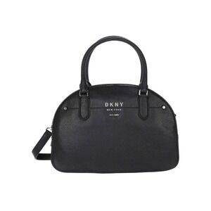 DKNY Crossbody Black Pebble Leather Medium Satchel Dome Bag Top Handle‎